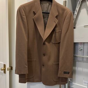 Men's Camel Brown Wool-Blend Blazer Jacket Canadian Vintage